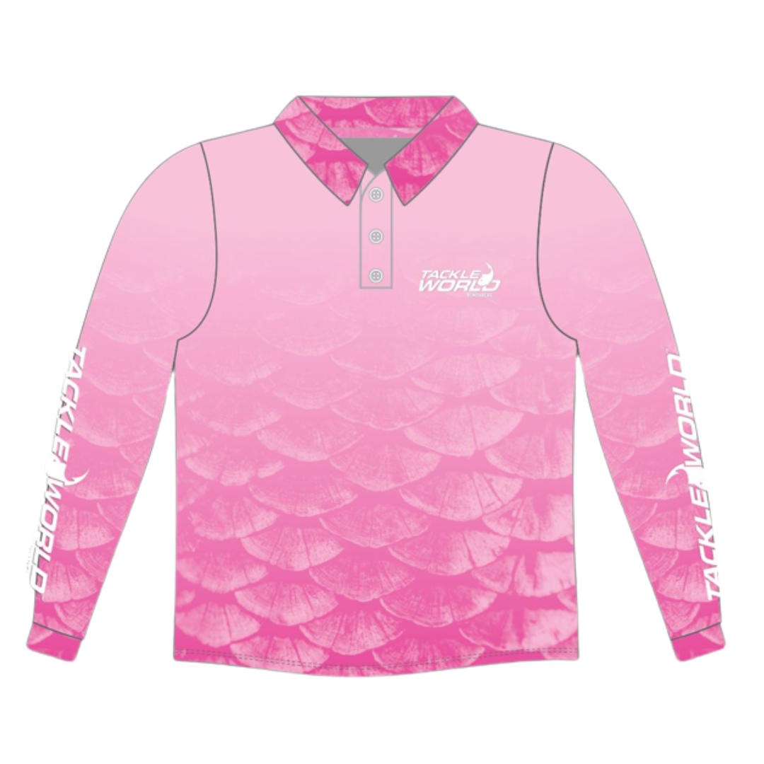 Tackle World Bundaberg Pink Scale Adult Fishing Shirt