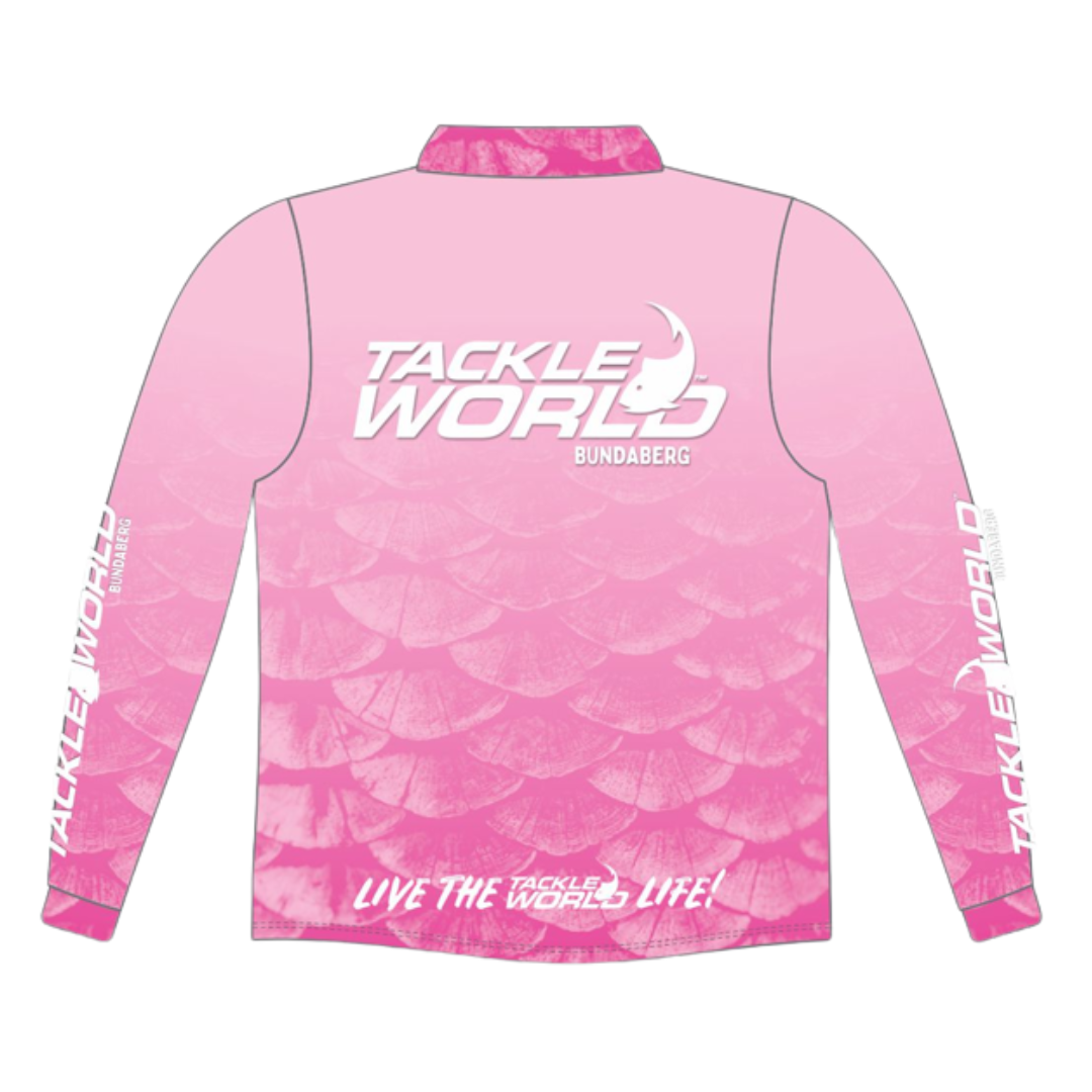 Tackle World Bundaberg Pink Scale Adult Fishing Shirt