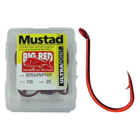 Mustad 92554NPNR Big Red Hooks Bulk Pack