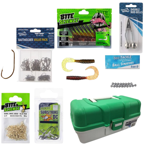 Jarvis Walker Bite Science Tackle Box Kit 2 Tray 250Pce Blue or Green