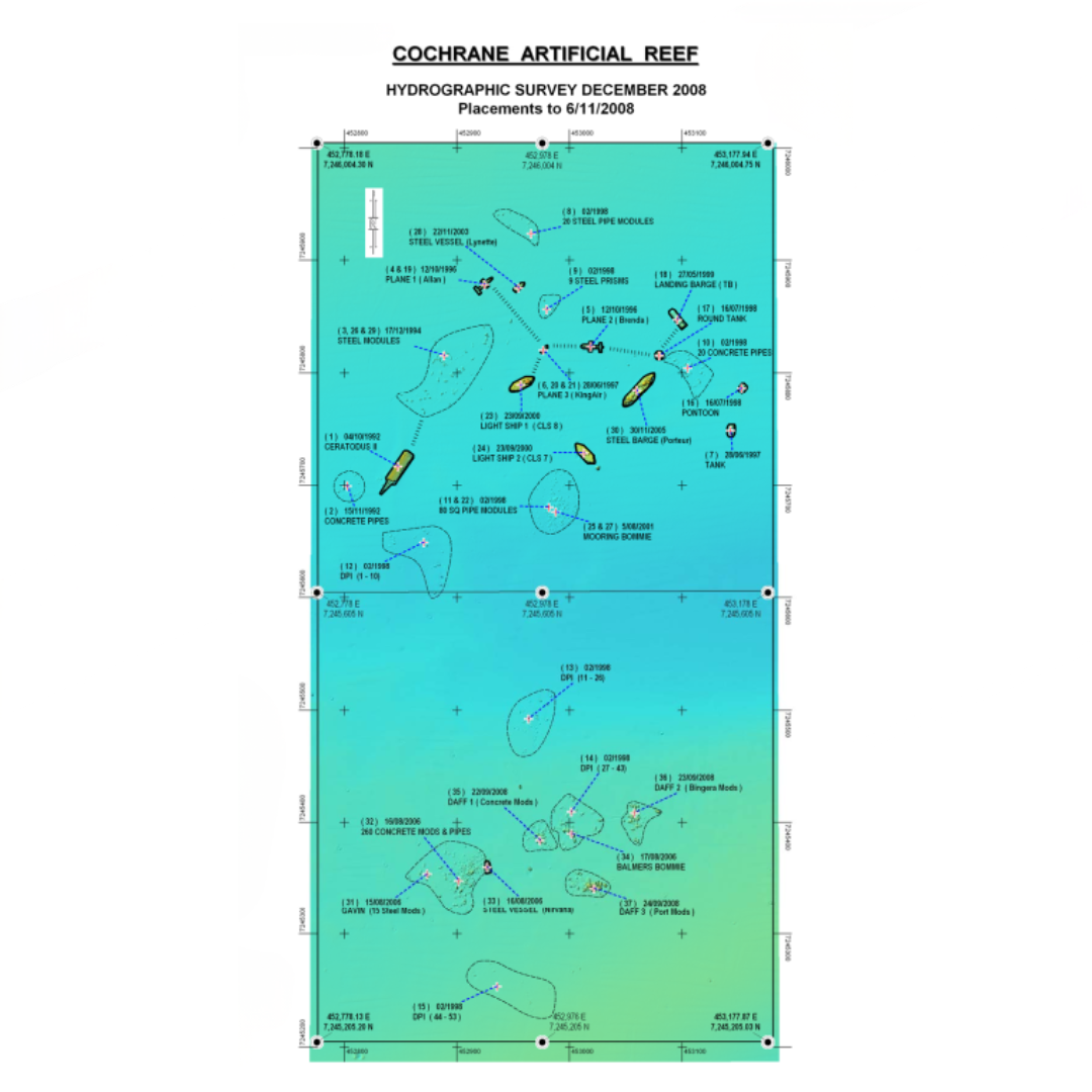 Waypoint Map Cochrane Artificial Reef