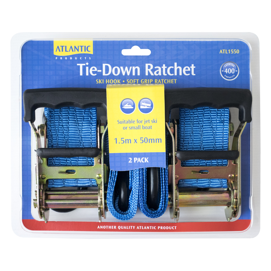 Atlantic Tie Down Ratchet Strap Pair 50mm x 1.5m - 400kg