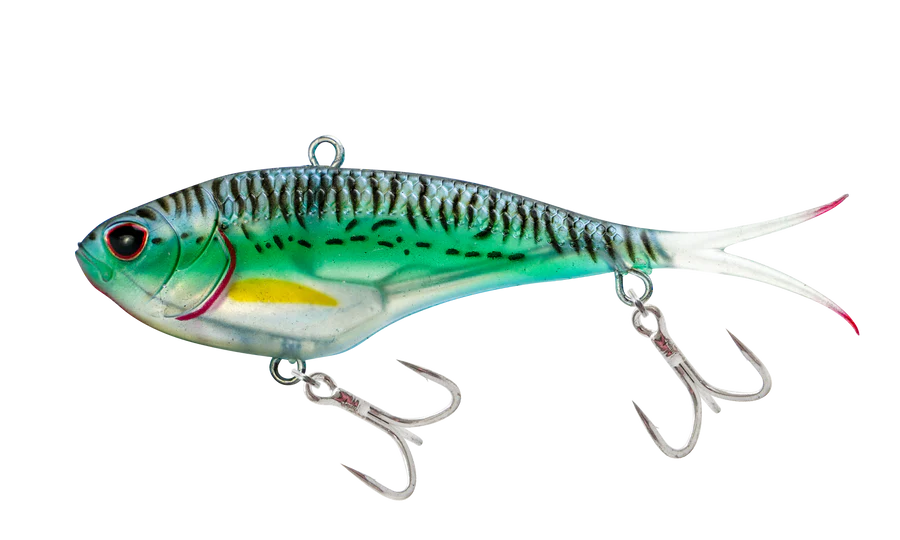 Nomad Vertrex Max 110mm 36g Soft Vibe Lure Silver Green Mack