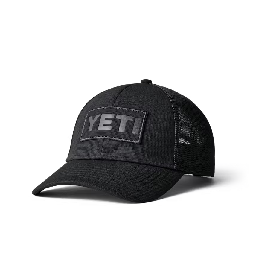 Yeti Black On Black Patch Trucker Hat