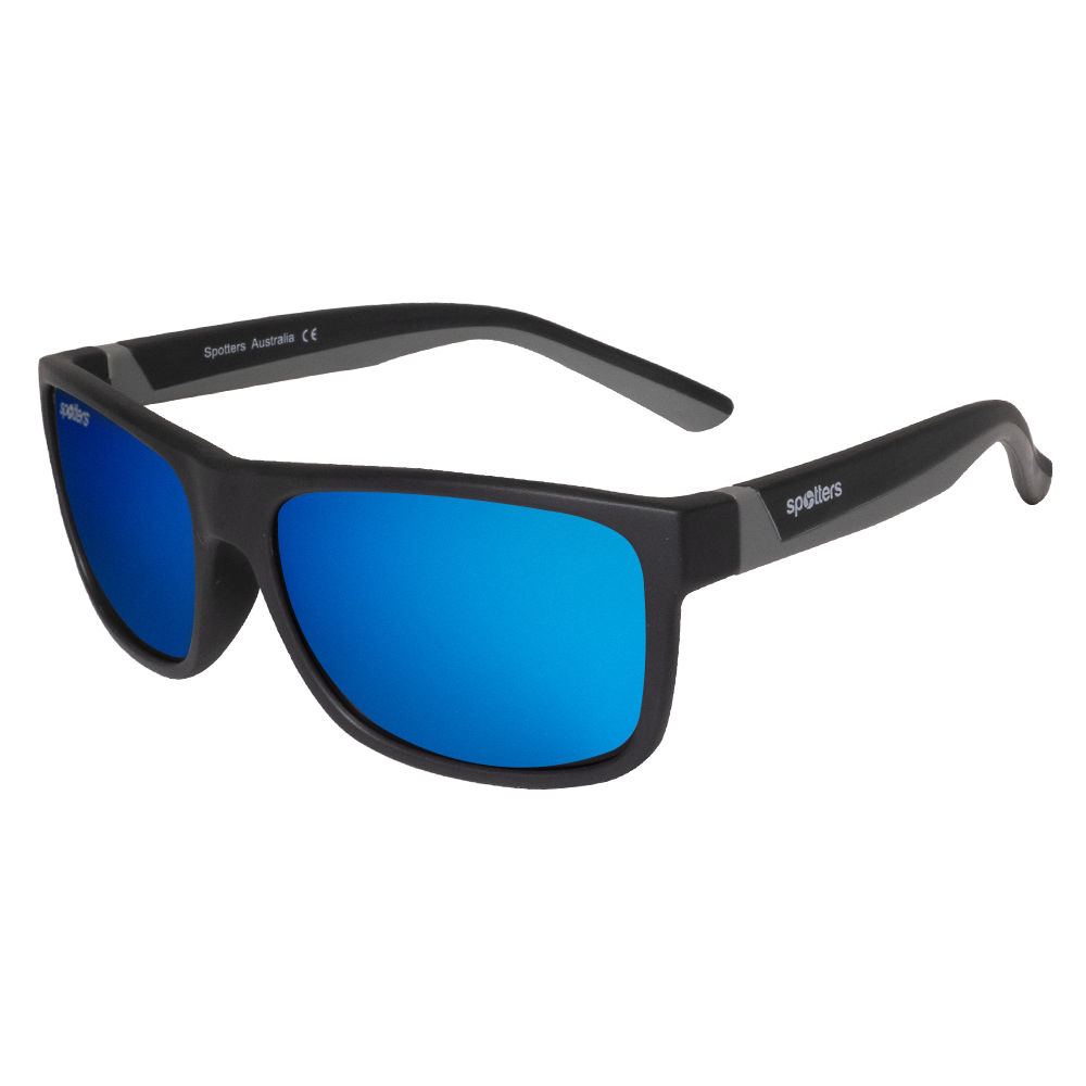 Spotters Premium Kids Wombat Polarised Sunglasses Matt Black - Blue