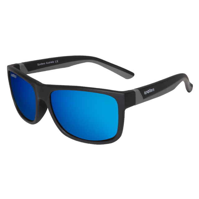 Spotters Premium Kids Wombat Polarised Sunglasses Matt Black - Blue