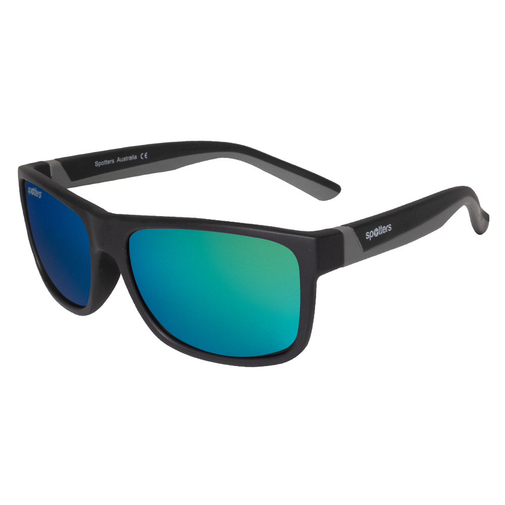 Spotters Premium Kids Wombat Polarised Sunglasses Matt Black - Green