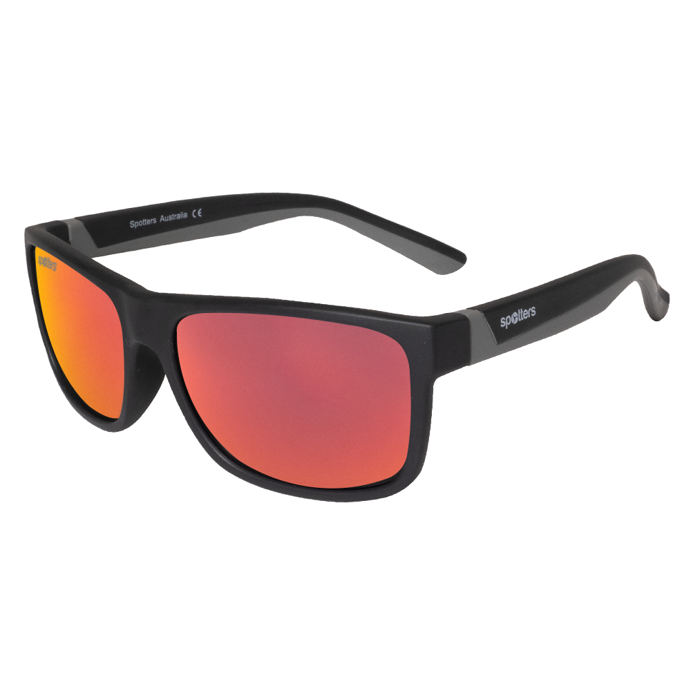 Spotters Premium Kids Wombat Polarised Sunglasses Matt Black - Red
