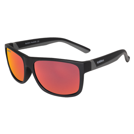 Spotters Premium Kids Wombat Polarised Sunglasses Matt Black - Red