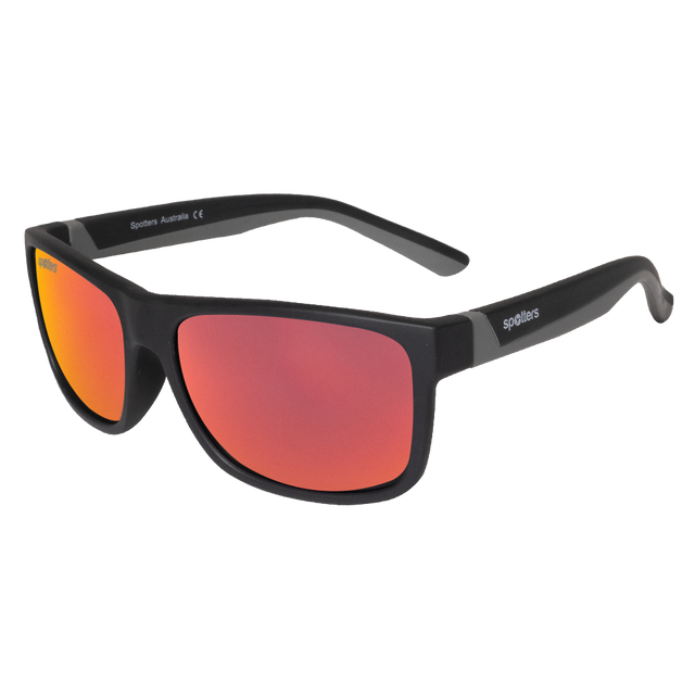 Spotters Premium Kids Wombat Polarised Sunglasses Matt Black - Red