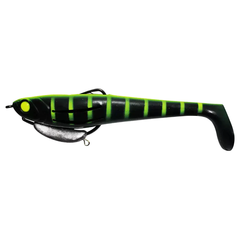 Zerek Flat Shad Pro 5in Soft Plastic Swimbait Lure Green Sunset