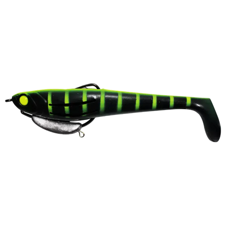 Zerek Flat Shad Pro 5in Soft Plastic Swimbait Lure Green Sunset
