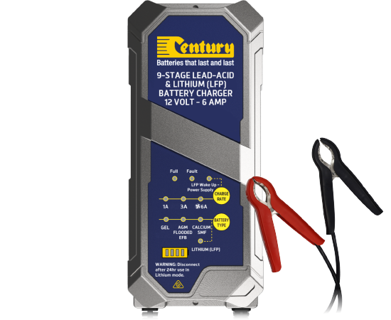 Century CC1206-XLI 9 Stage AGM/Lithium Portable Battery Charger 12v 6ah