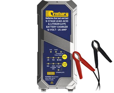 Century CC1225-XLI 9 Stage AGM/Lithium Portable Battery Charger 12v 25ah