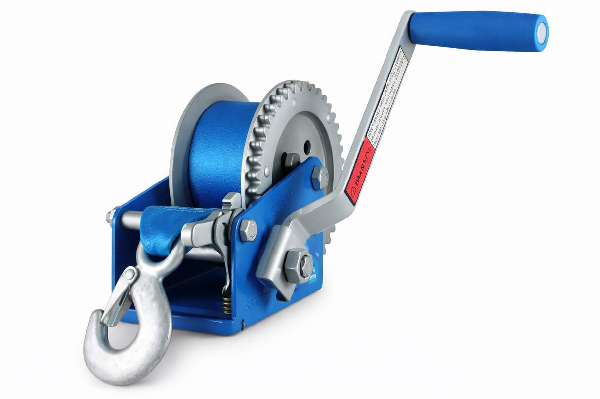 Marine Trailer Winch With Strap 2000lb 4:1 50mm X 6m With Snap Hook