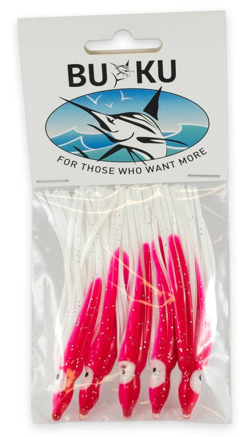 Buku Octopus 3.5in Skirted Lure Red White