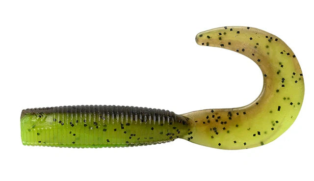 Daiwa Bait Junkie Grub 2.5in Soft Plastic Lure Gp Chartreuse Uv
