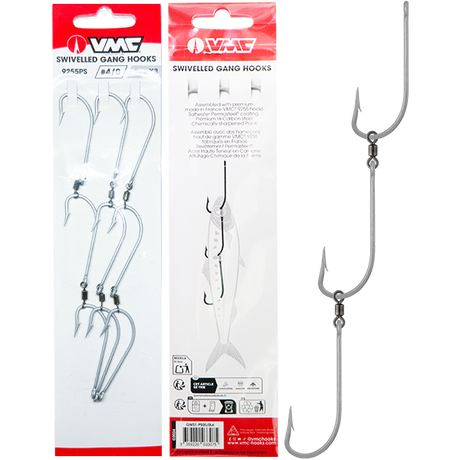 VMC Pre-Made Ganged Hooks With Swivel 3pk