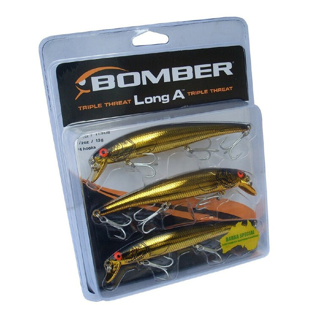Bomber Long A 15A Hard Body Lure Pack Gold 120mm 3pk