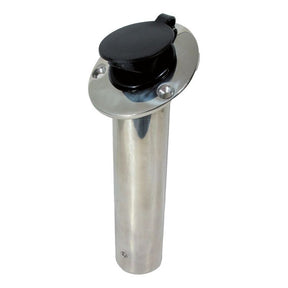 Stainless Steel Flush Mount Fishing Rod Holder With Black Cap