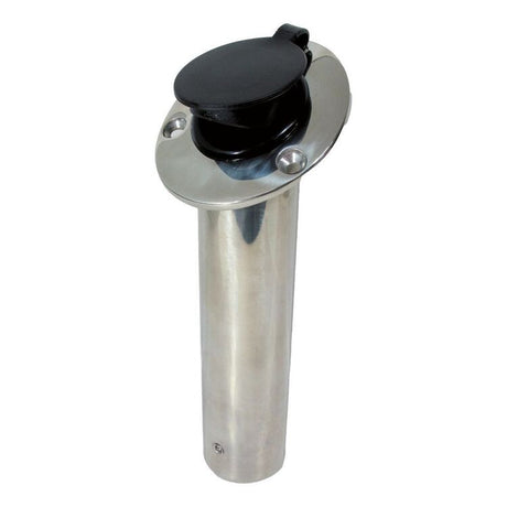Stainless Steel Flush Mount Fishing Rod Holder With Black Cap