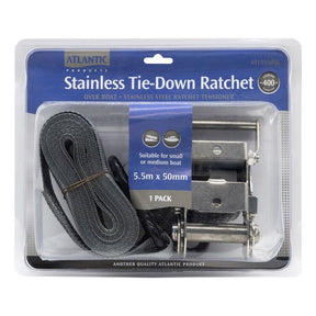 Atlantic Stainless Steel Tie Down Ratchet Strap Single 50mm x 5.5m - 400kg