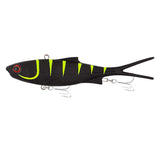 Samaki Vibelicious Fork Tail 100mm 20g Soft Vibe Lure Black Snake Chartreuse UV