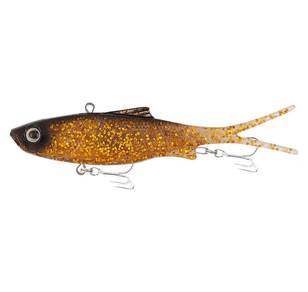 Samaki Vibelicious Fork Tail 100mm 20g Soft Vibe Lure Gold Glitter