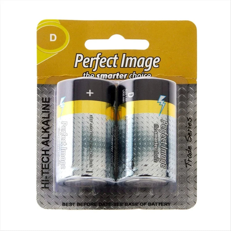 Perfect Image Extra Heavy Duty Hi-Tech Alkaline Batteries D 2pk