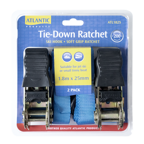 Atlantic Tie Down Ratchet Strap Pair 25mm X 1.8m - 200kg